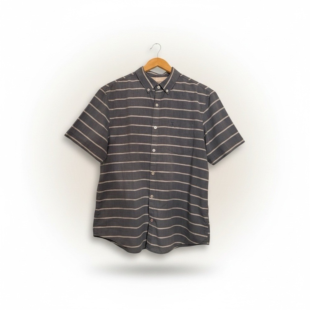 penguin mens polo shirt Blue With White Pin Stripe Large - Picture 2 of 5